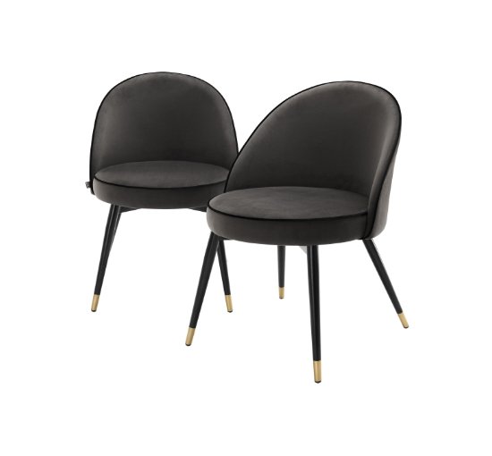 Roche dark grey velvet - Cooper dining chair savona nude velvet set of 2