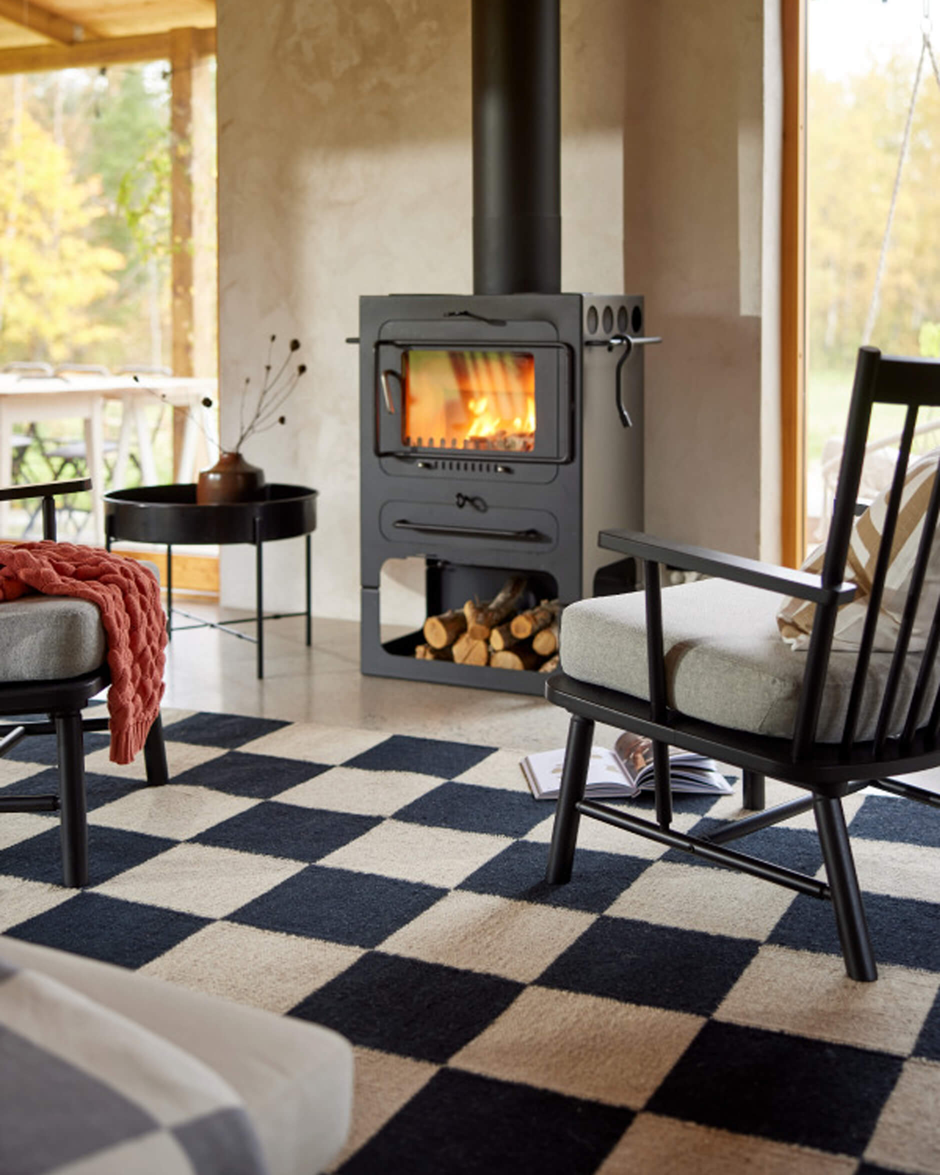 Square teppich schwarz/natur