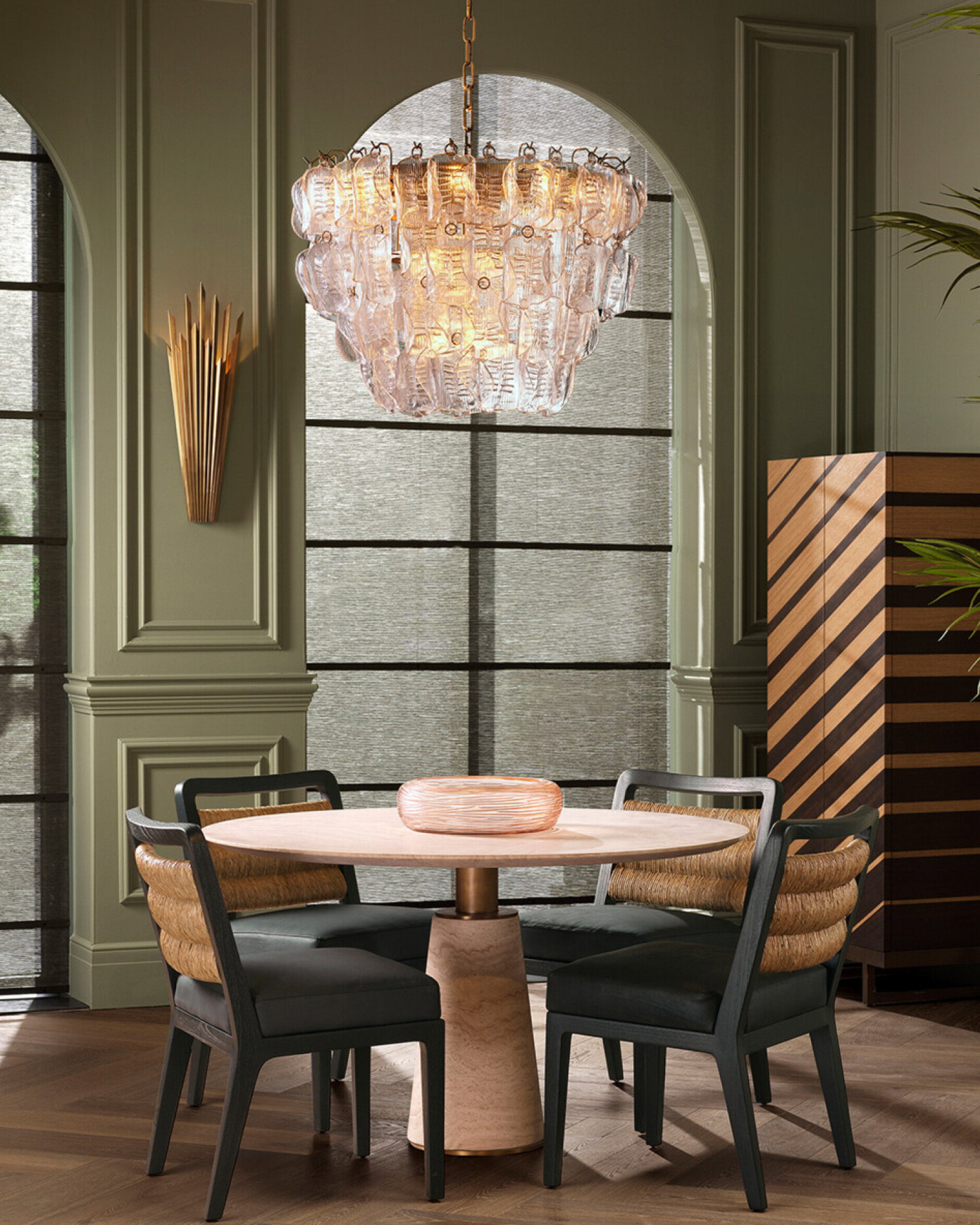 Genova Dining Table Travertine/Brushed Brass
