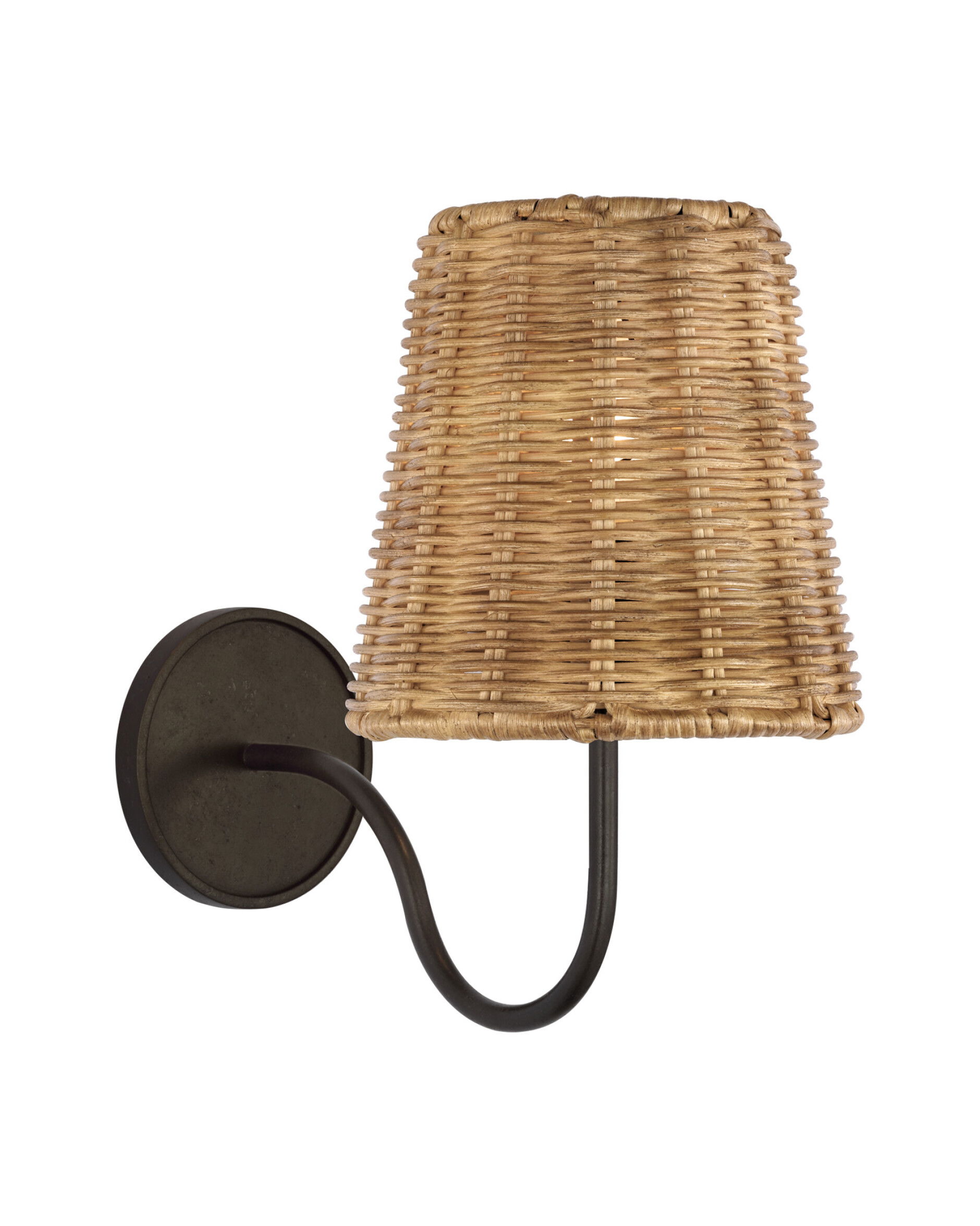 Lyndsie Small Sconce Aged Iron/Natural Wicker Shade