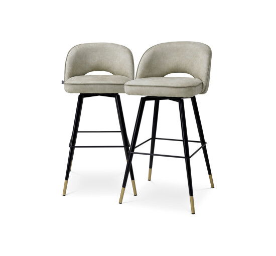 Mayer Silver - Cliff bar stool roche black velvet set of 2