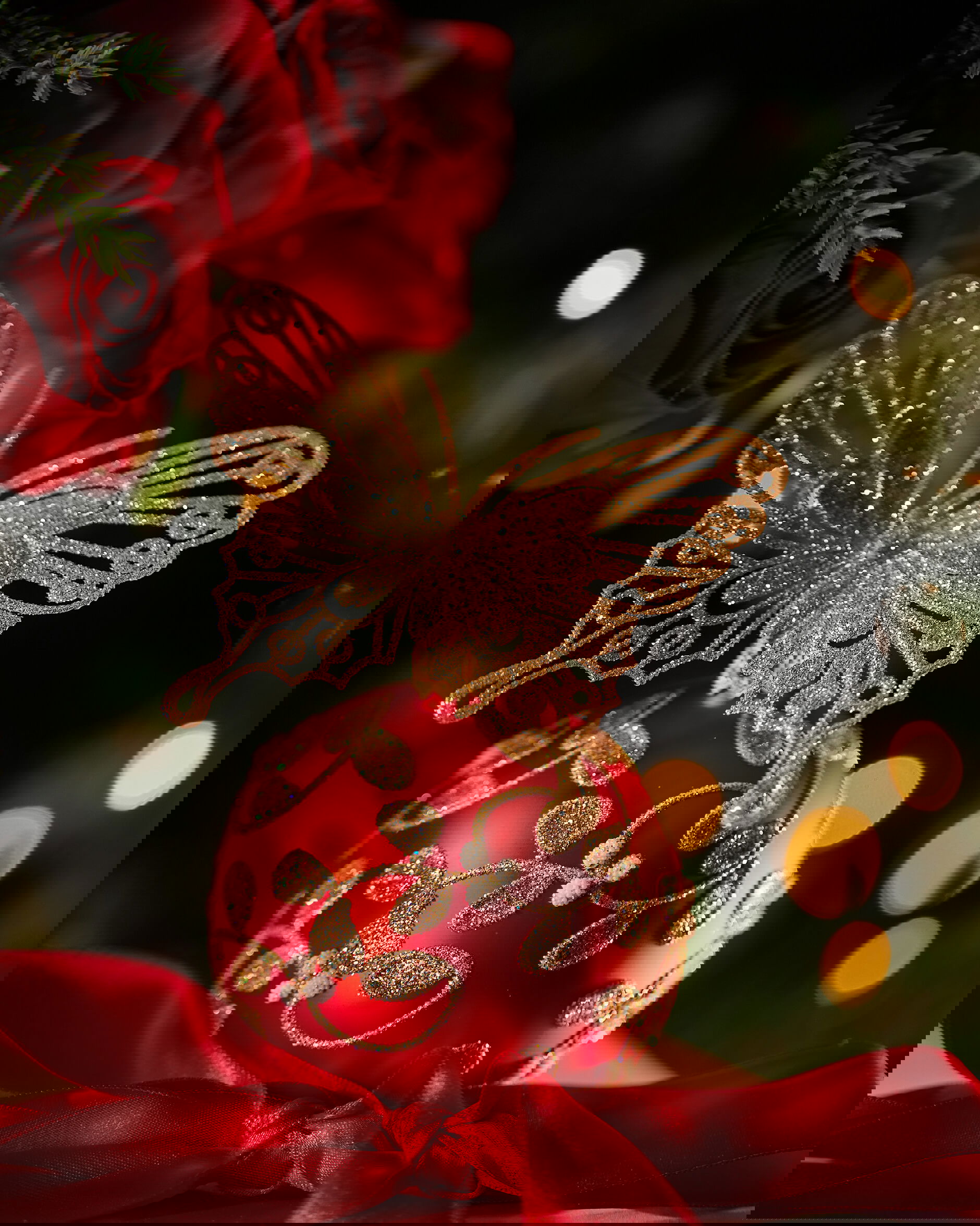 Sophia fjäril juldekoration champagne 3-pack