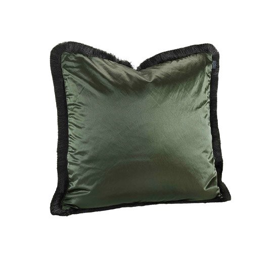 Green - Dorsia cushion cover fringe taupe