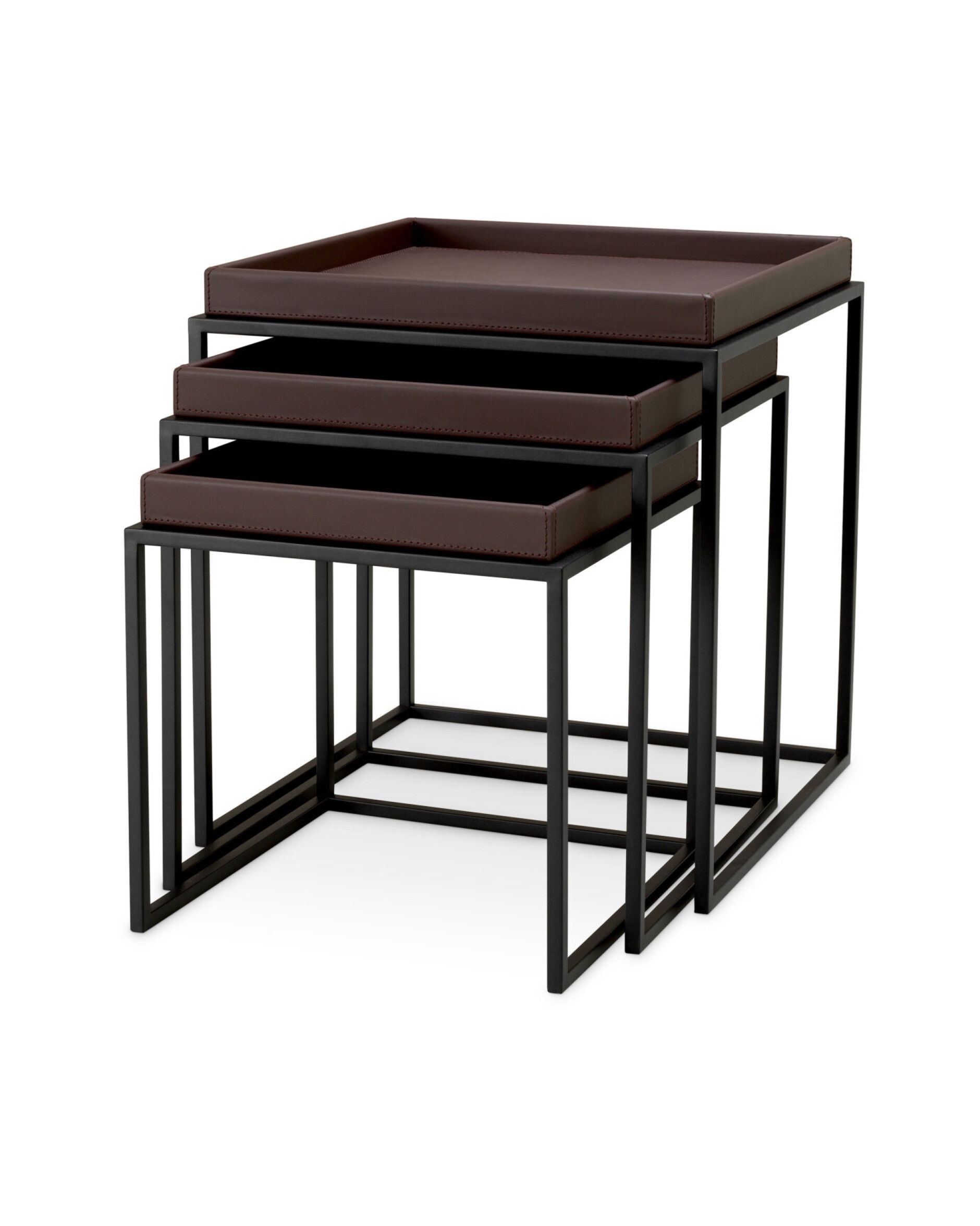 Léonard bijzettafel donkerbruin set van 3