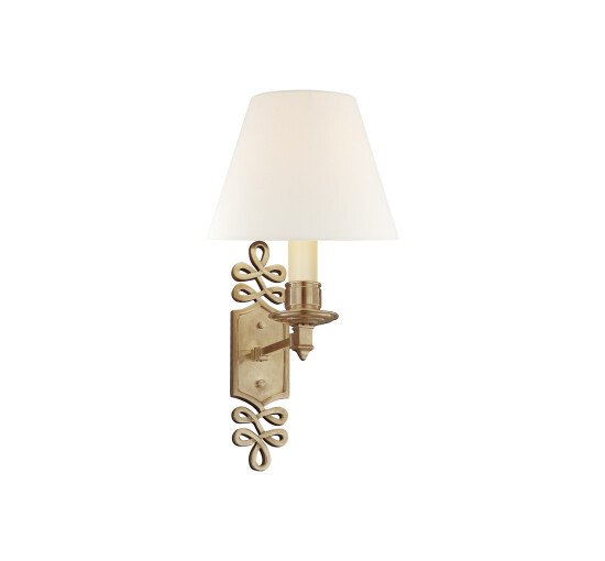 null - Ginger Single Arm Sconce Natural Brass/Linen