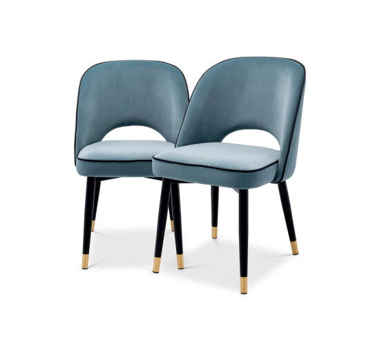 Roche Blue velvet - Cliff Dining Chairs Savona Grey Velvet Set of 2