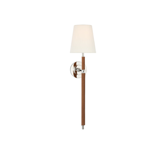 Polished Nickel/Natural Leather - Bryant Large Wrapped Tail Sconce Bronze/Saddle Leather