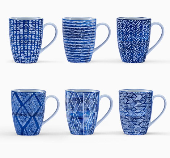 Capri Azzurra Mugs Blue/White 6-pack