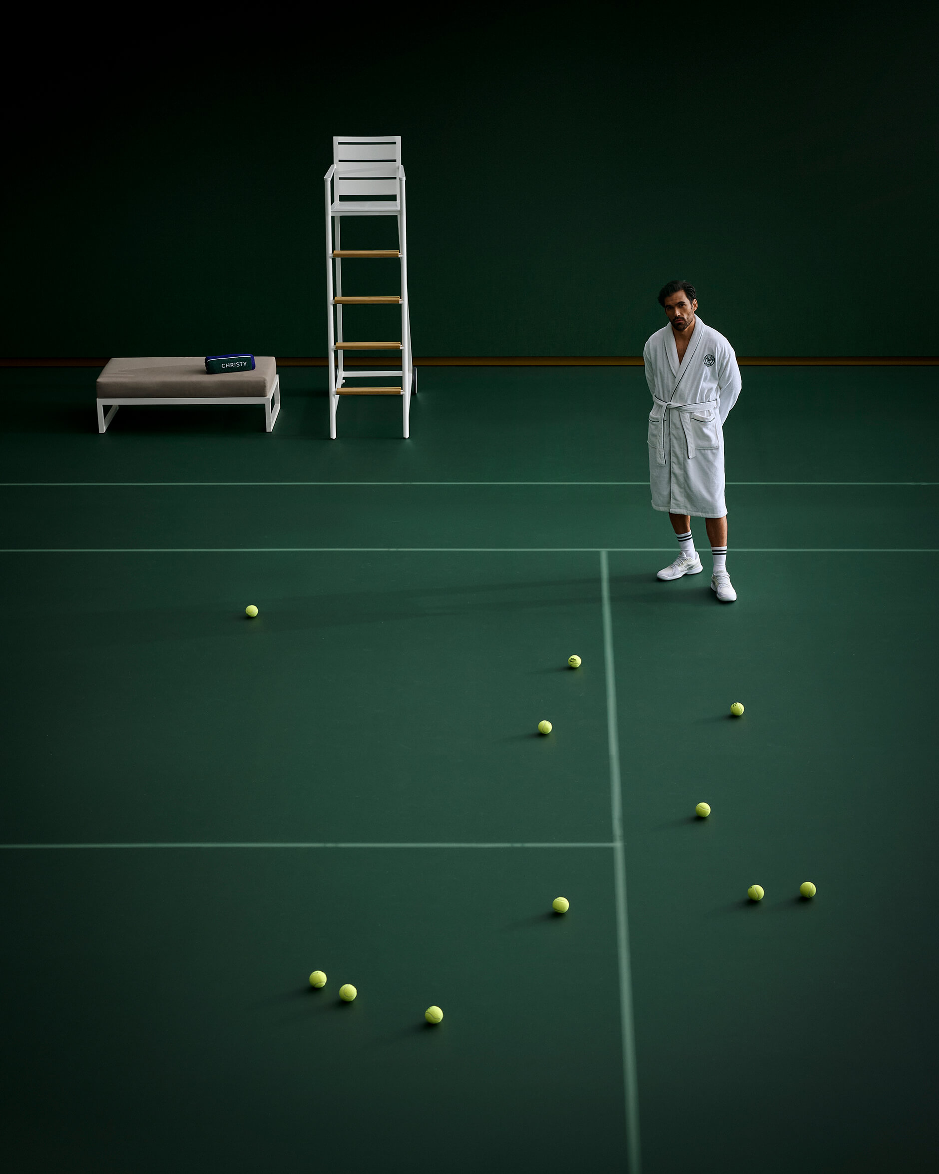 Wimbledon Baseline morgonrock vit/grön