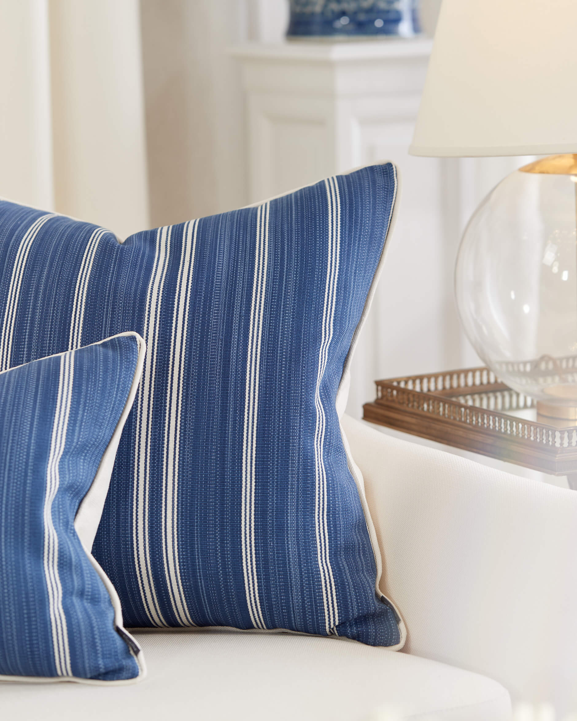 Batchelder Ticking kuddfodral indigo