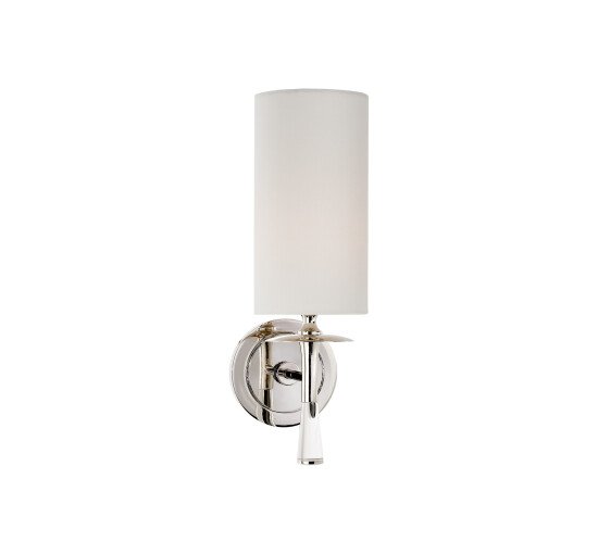 Polished Nickel - Drunmore Single Sconce Bronze and Crystal/Linen