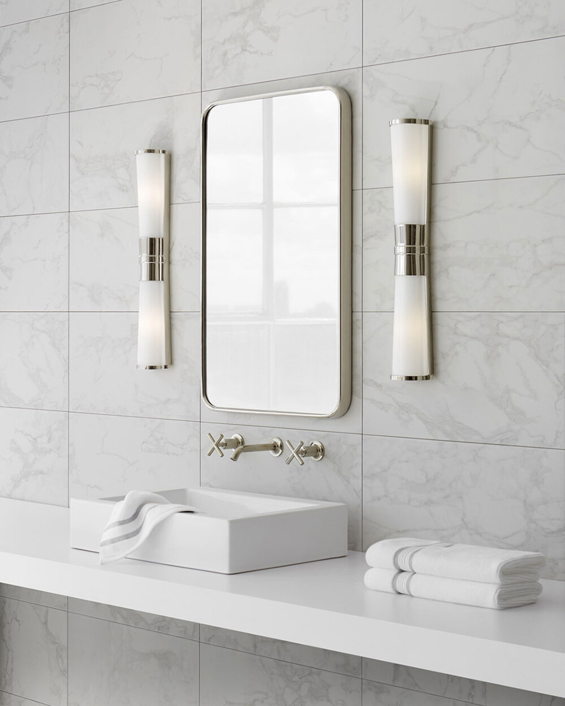 Carew vägglampa linjär nickel