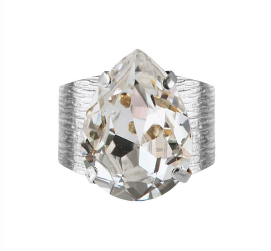 Crystal - Classic Drop ring greige rhodium