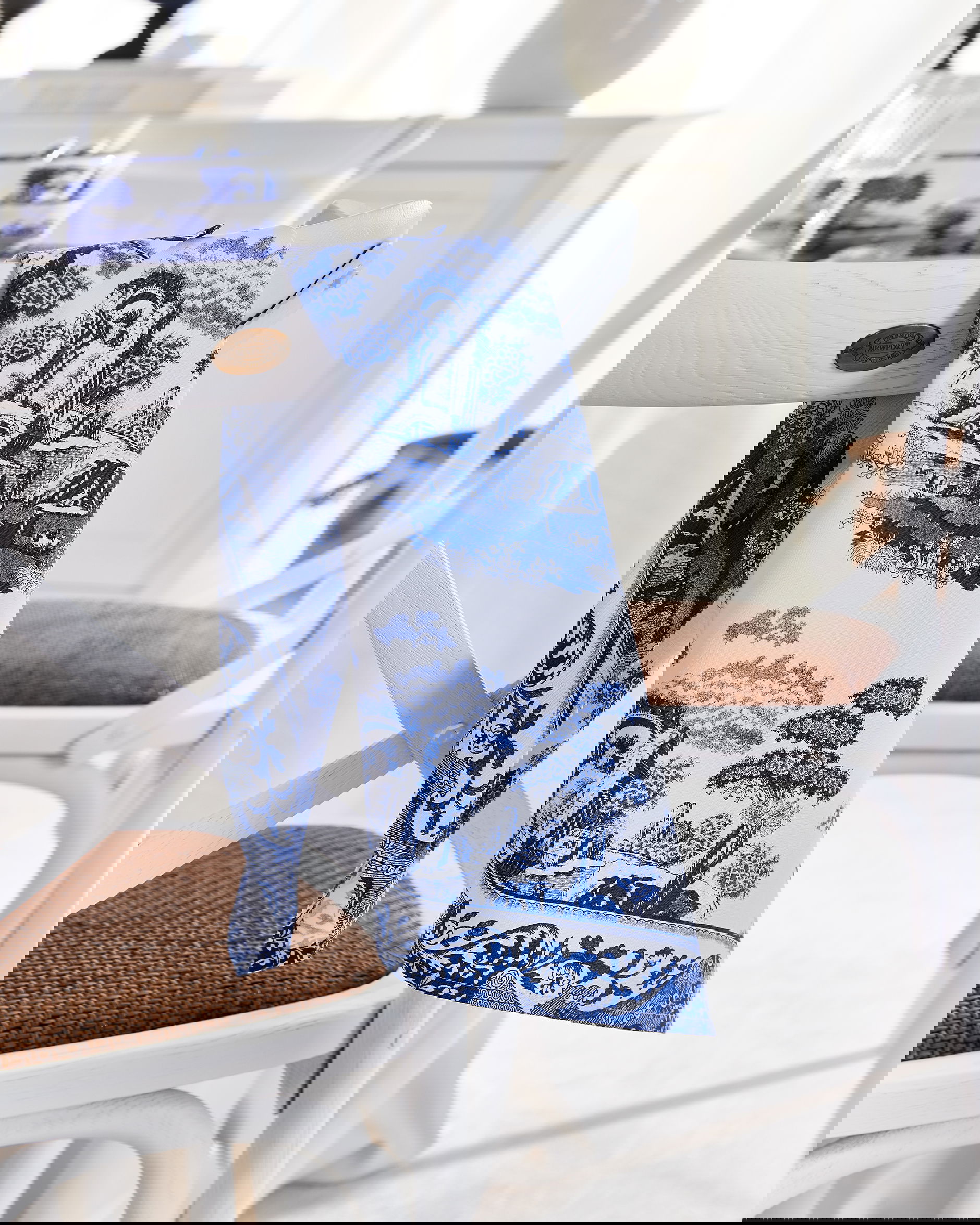 Blue Italian kökshandduk blå/vit