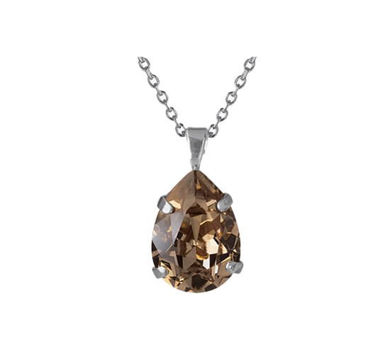 Greige - Mini Drop Necklace Crystal Rhodium