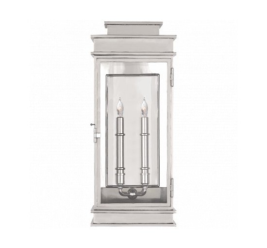 Polished Nickel - Tall Linear Lantern Antique-Burnished Brass