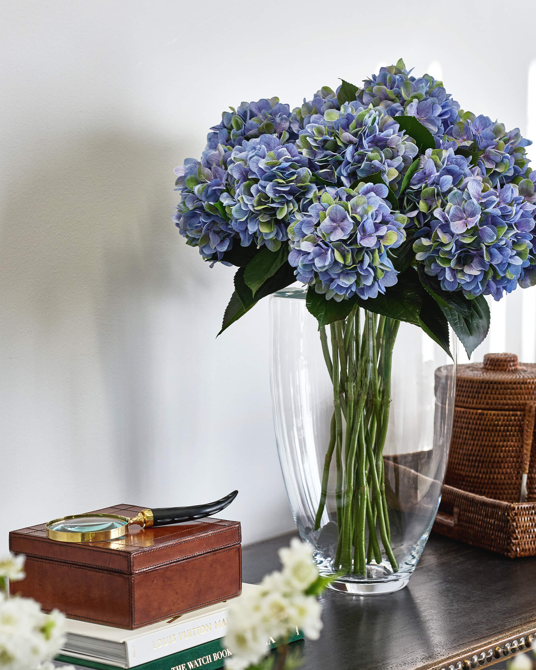 Chinoiserie Hydrangea White, Blue Vase, Art Print — FabFunky