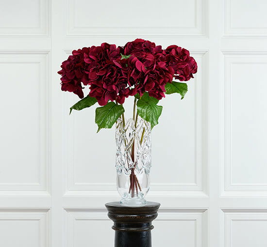 null - Kunstig Hortensia stilk burgundy