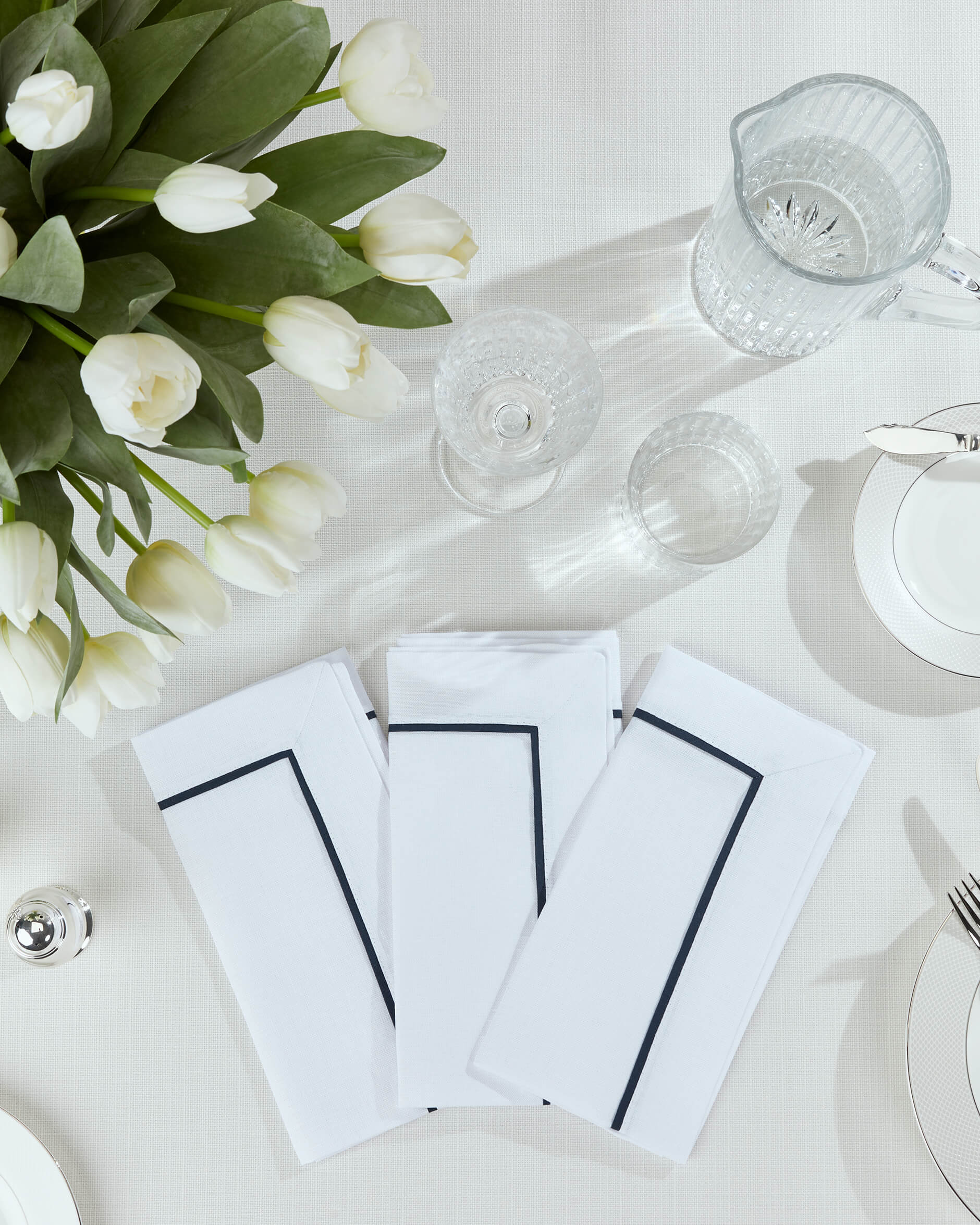 Avenue servett vit/blå