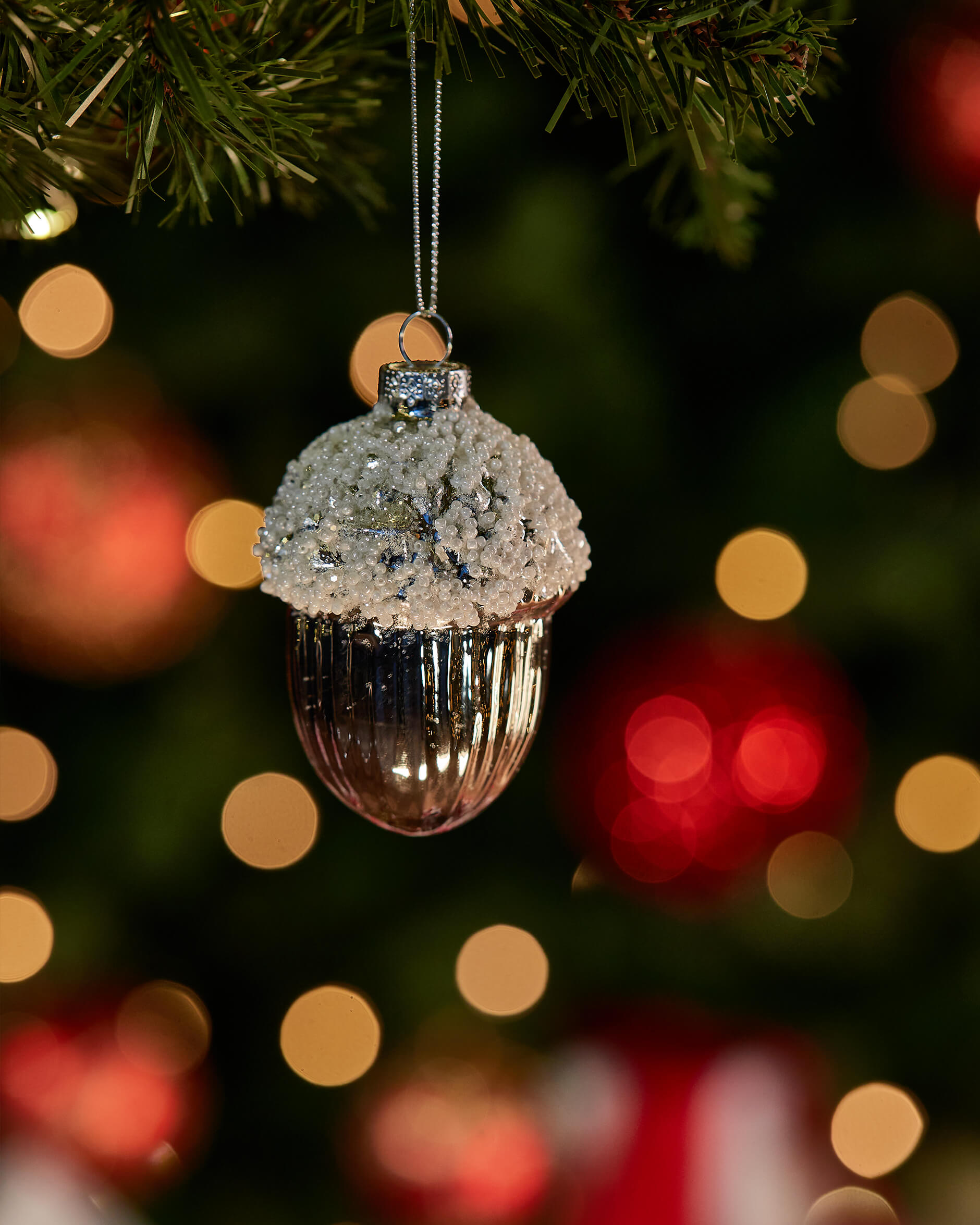 Langley ekollon julgransdekoration silver/vit