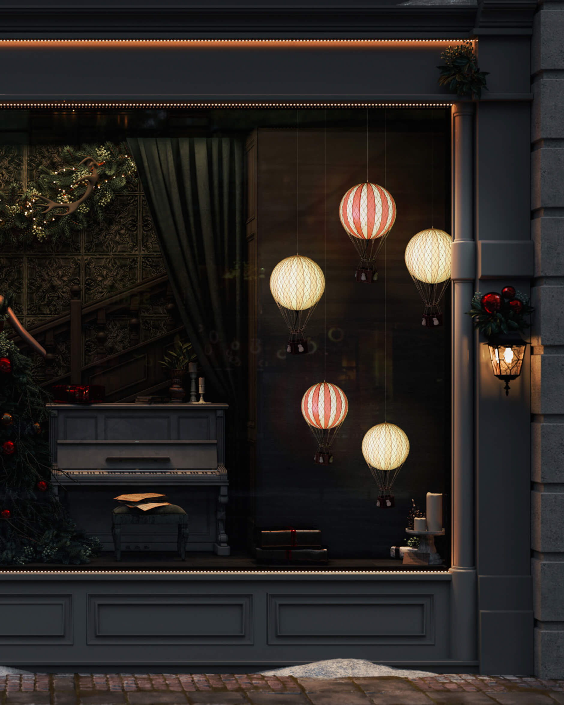 Jules Verne Hot Air Balloon LED Blue