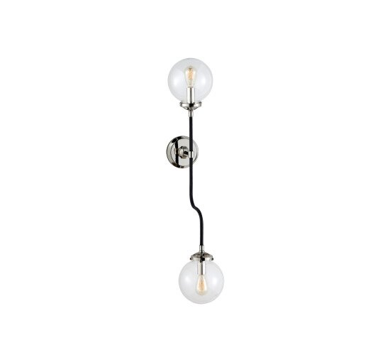 Polished Nickel - Bistro Double Wall Sconce  Polished Nickel/Clear Glass