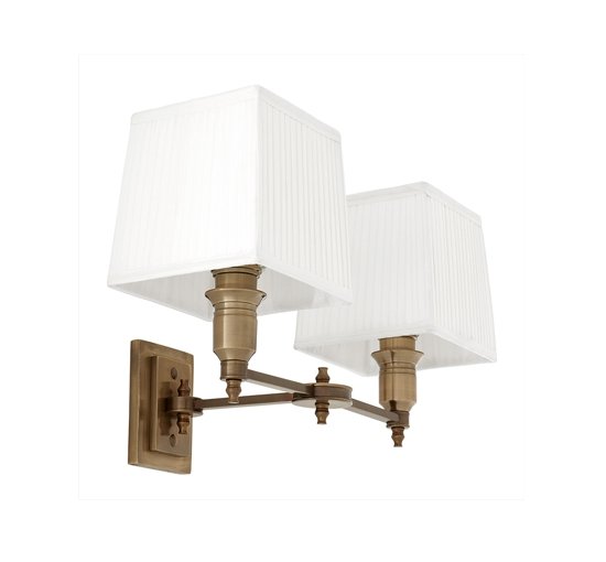 Brass/white shade - Lexington Wall Lamp, double, brass/white