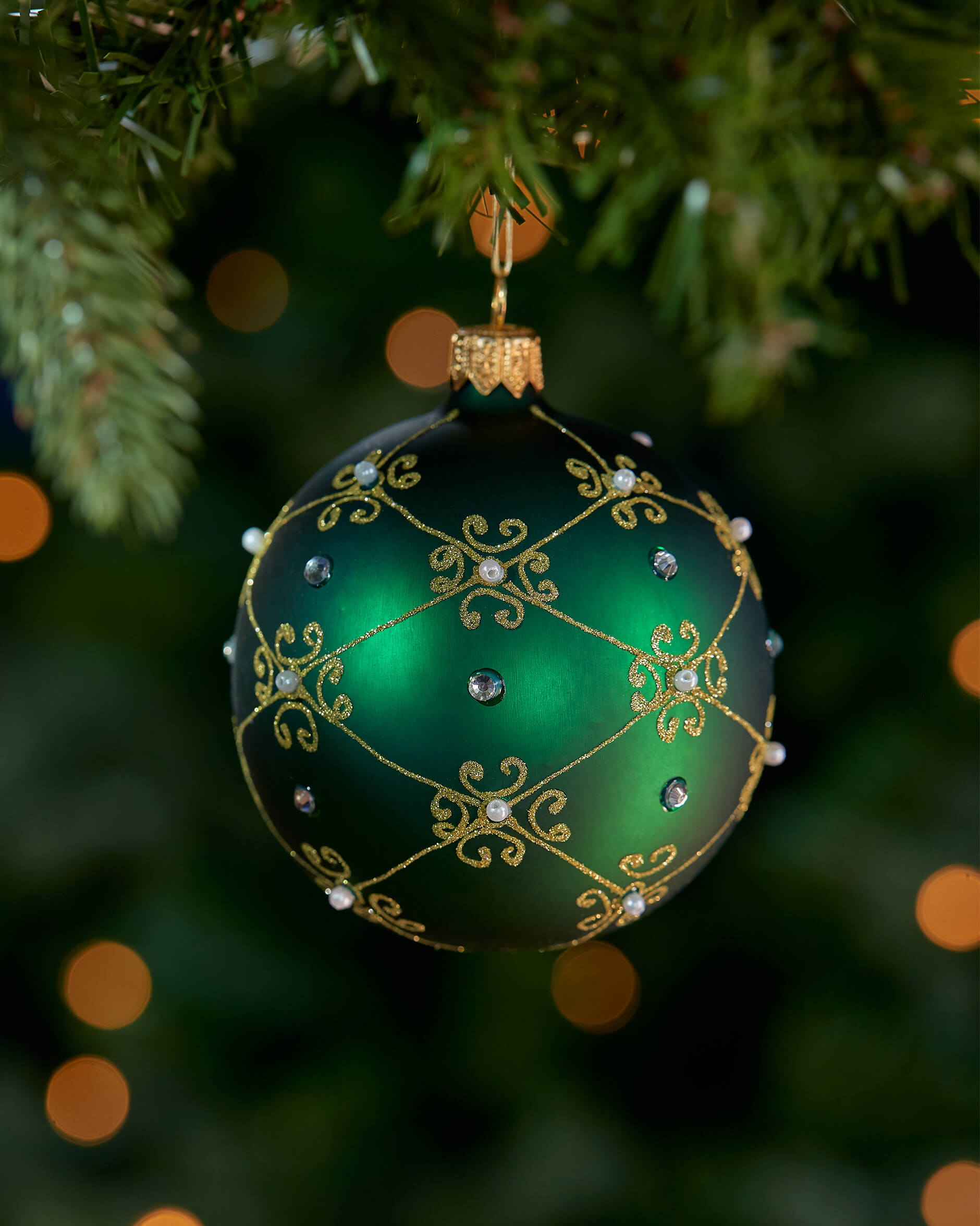 Lux Ruby kerstbal groen 8cm