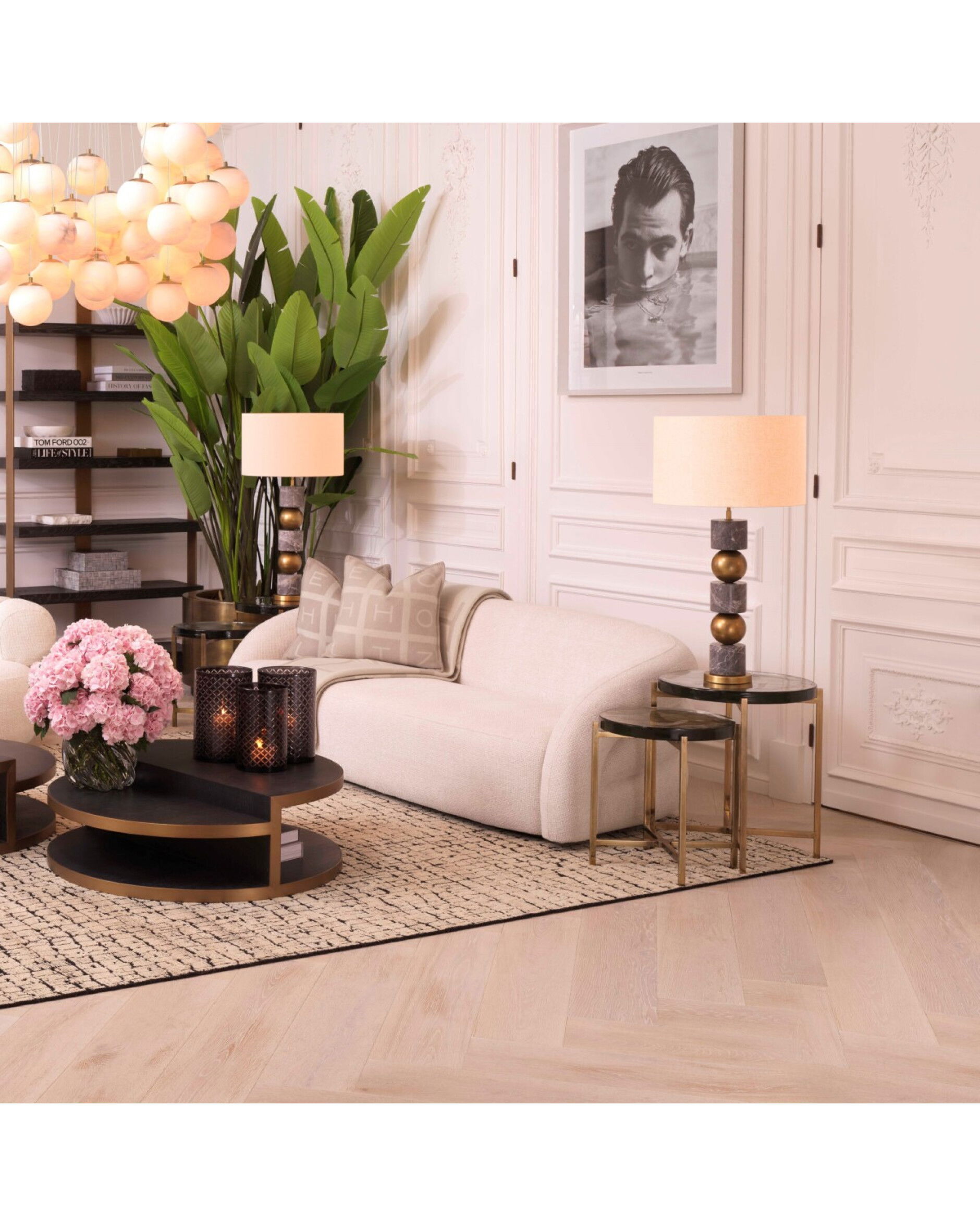 Haymann sidobord antik mässing 2-Set