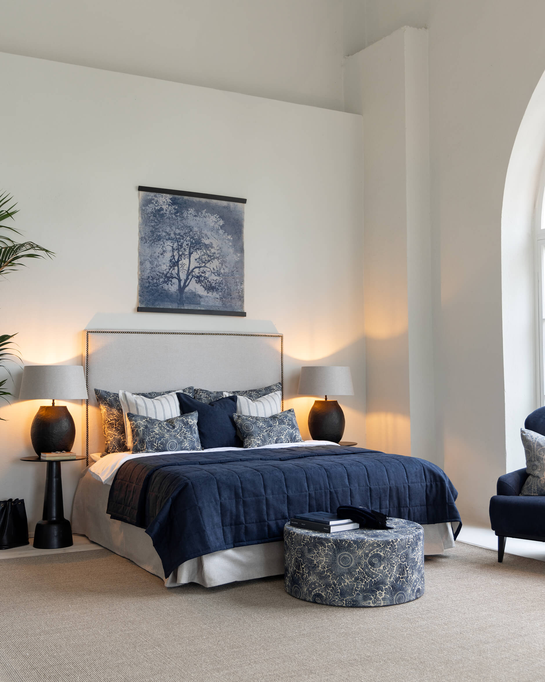 Lotus Stripe Cushion Cover Blue