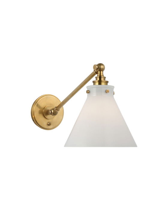 Parkington vägglampa antik mässing/vit