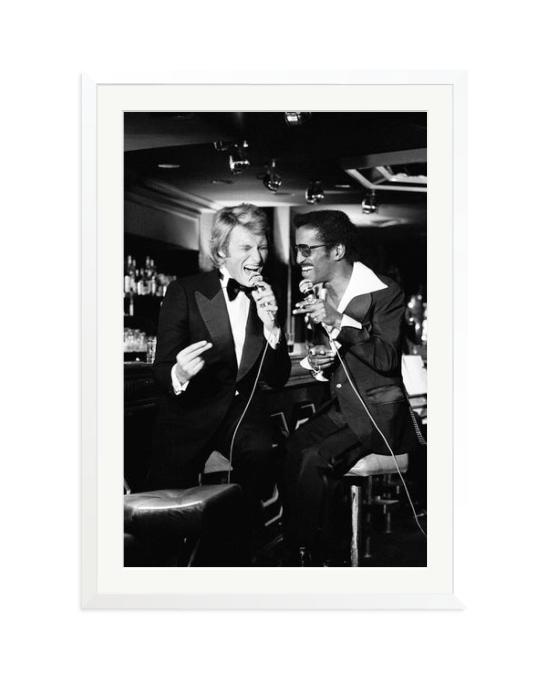 Johnny Hallyday and Sammy Davis Jr. White / XXL