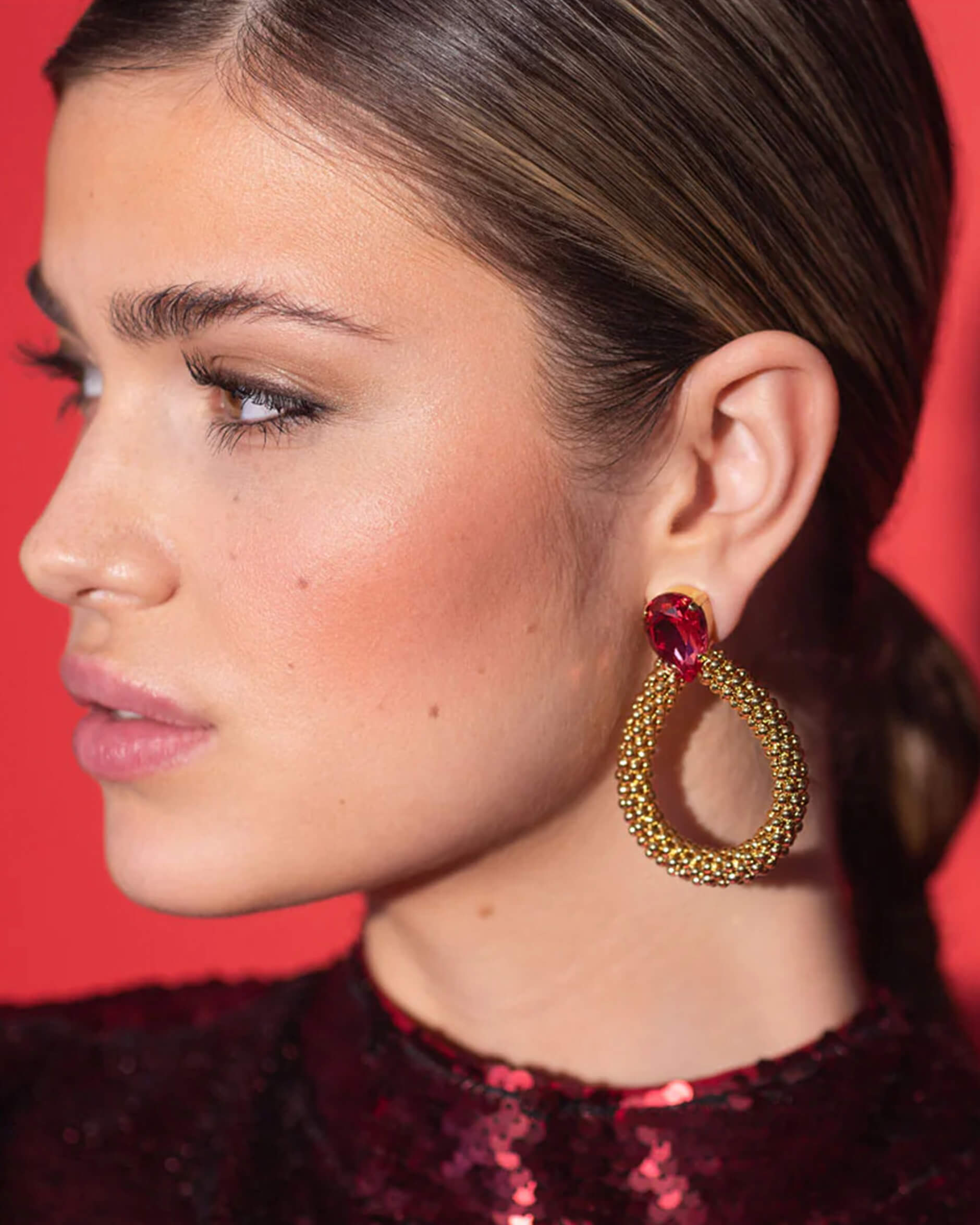 Classic Rope örhängen mulberry red