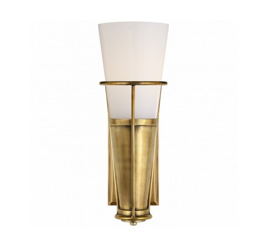 null - Robinson Single Sconce Antique Brass/White Glass