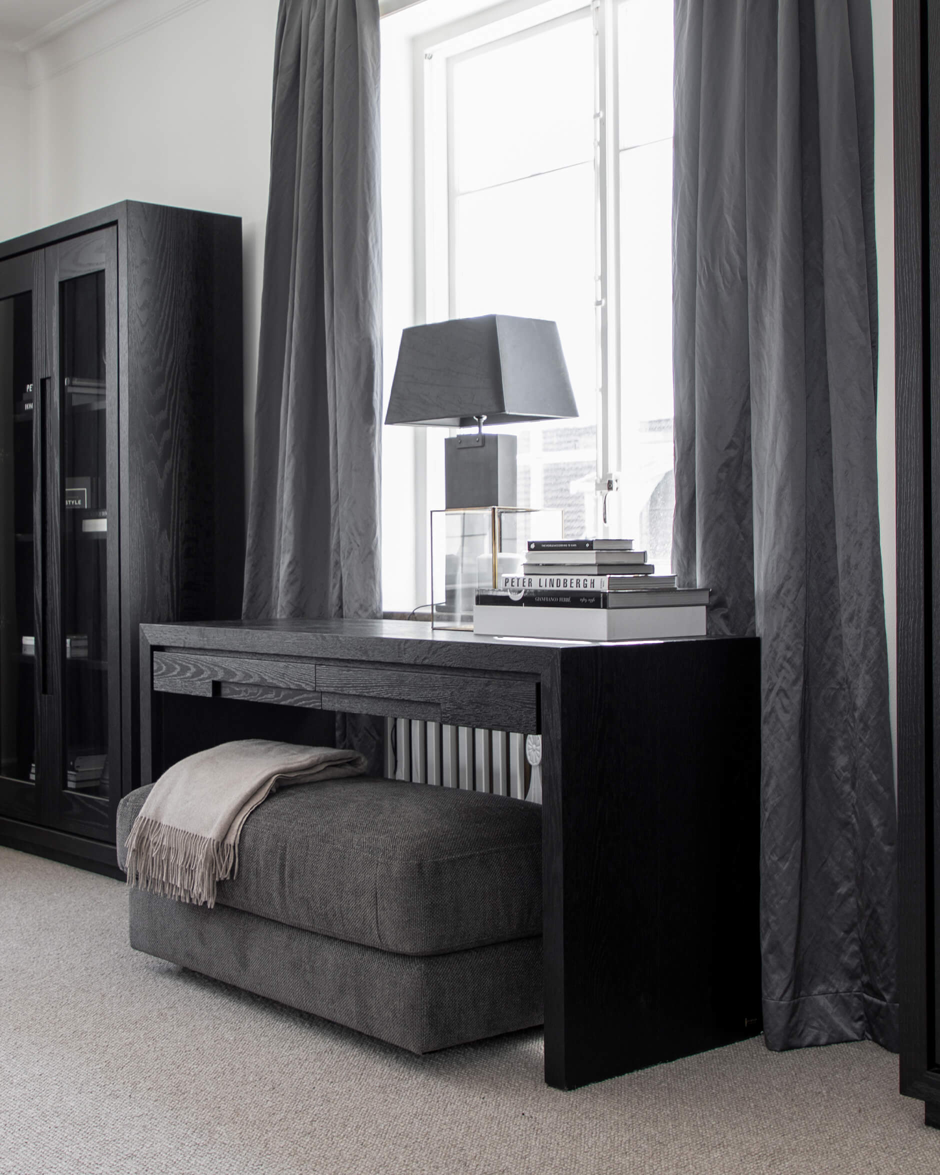 Rectangular lampskärm leather grey