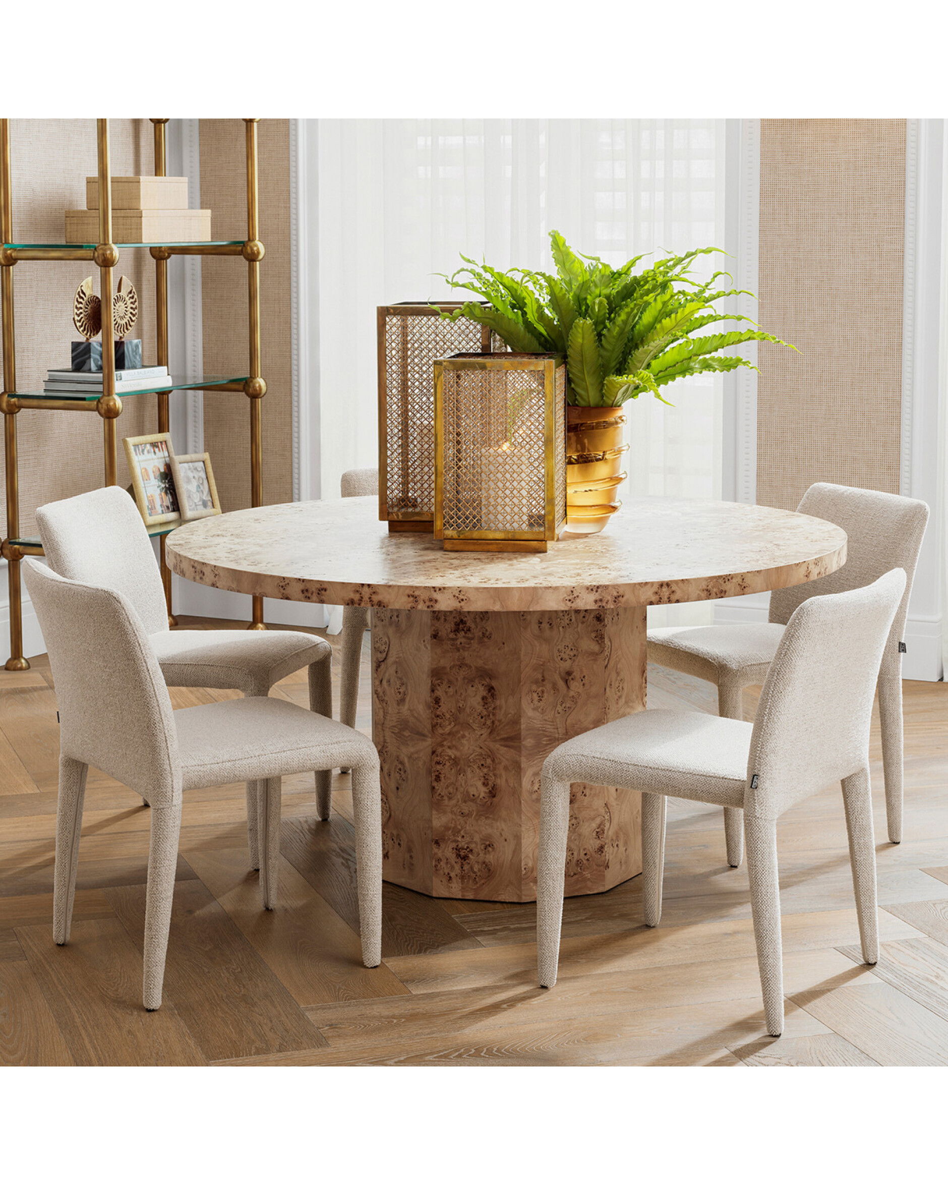 Kingsgrove Esstisch light brown mappa burl