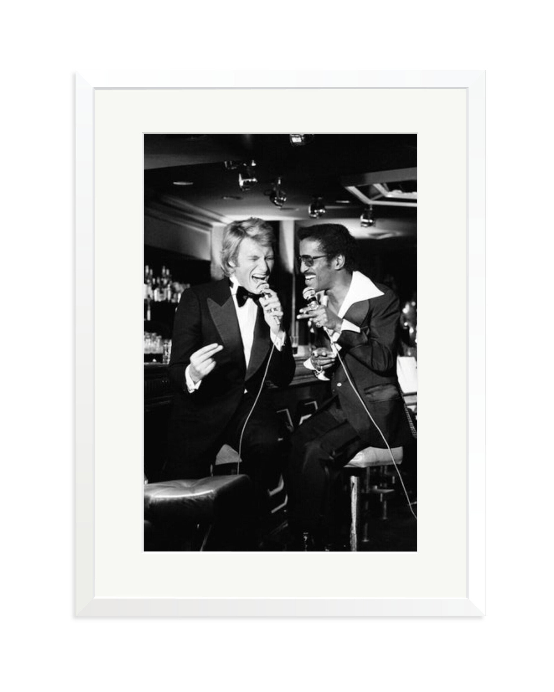 Johnny Hallyday and Sammy Davis Jr. White / XL