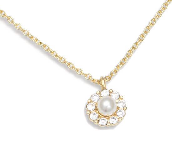 Gold - Petite Miss Sofia Pearl Necklace Crystal