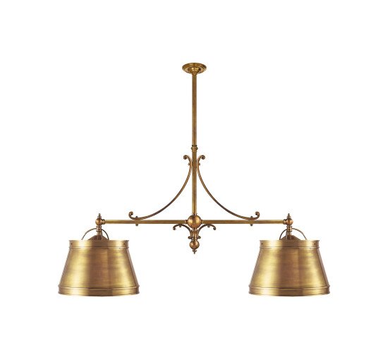 Antique-Burnished Brass - Sloane taklampa dubbel antik mässing/linne
