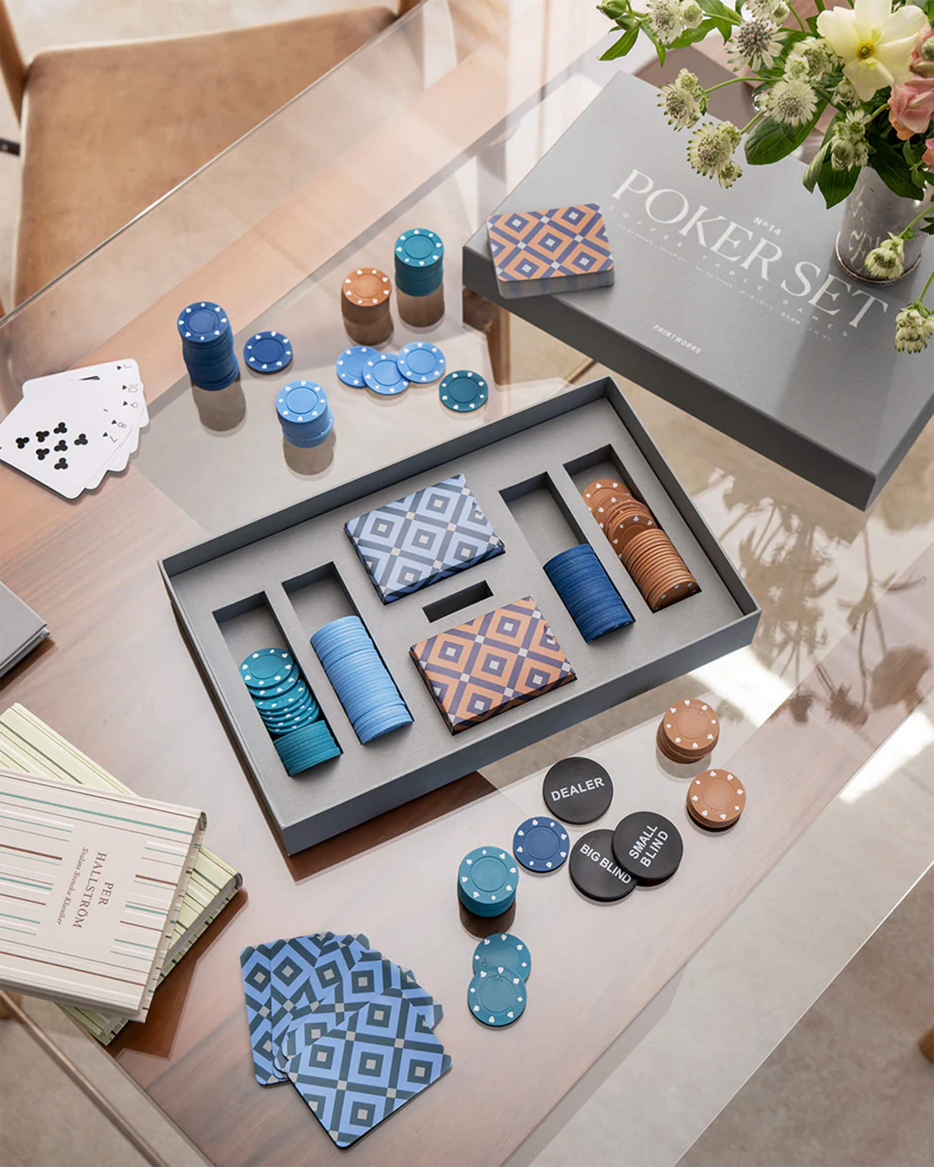 Classic poker set grå