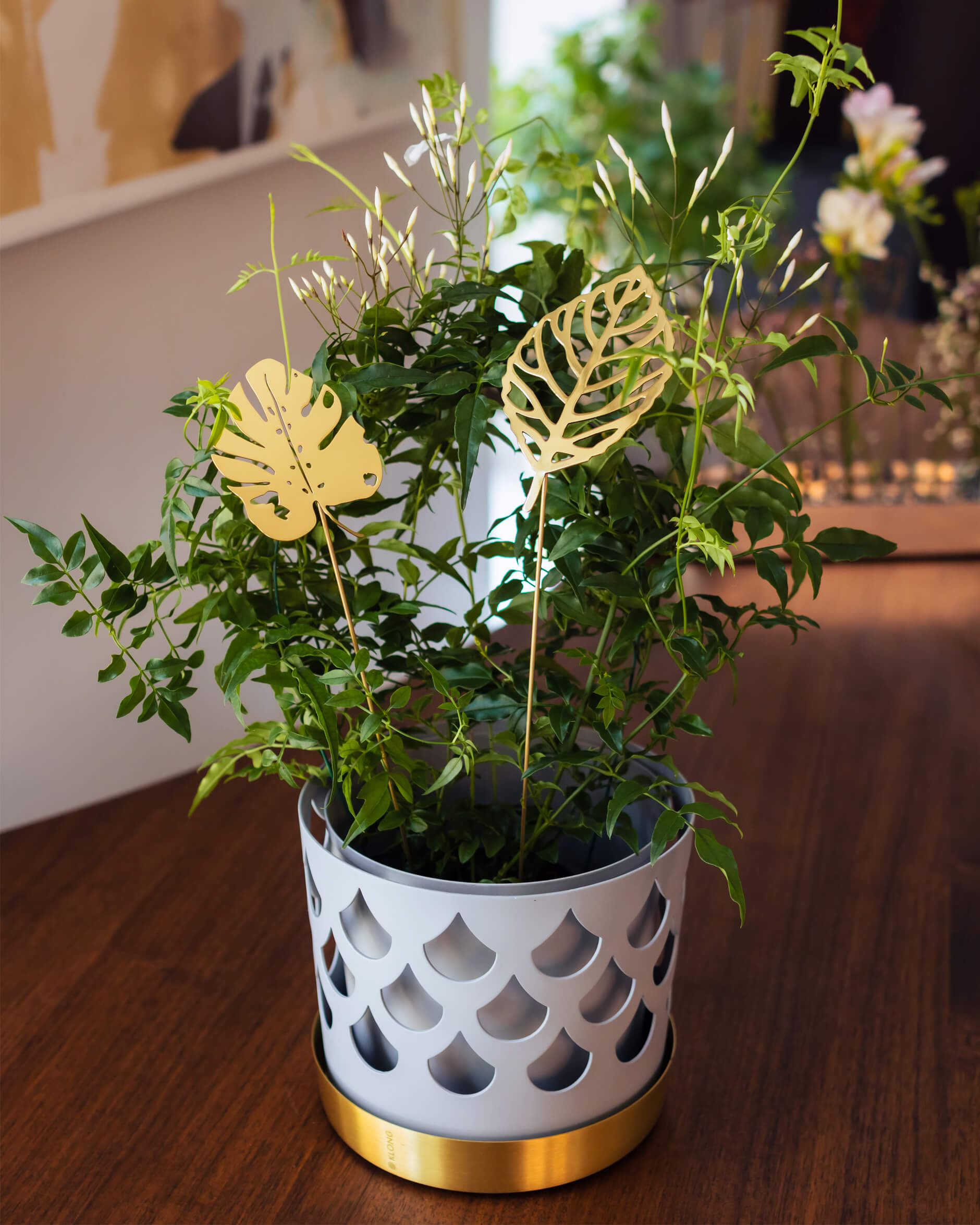 Wood löv dekoration mässing 2-pack