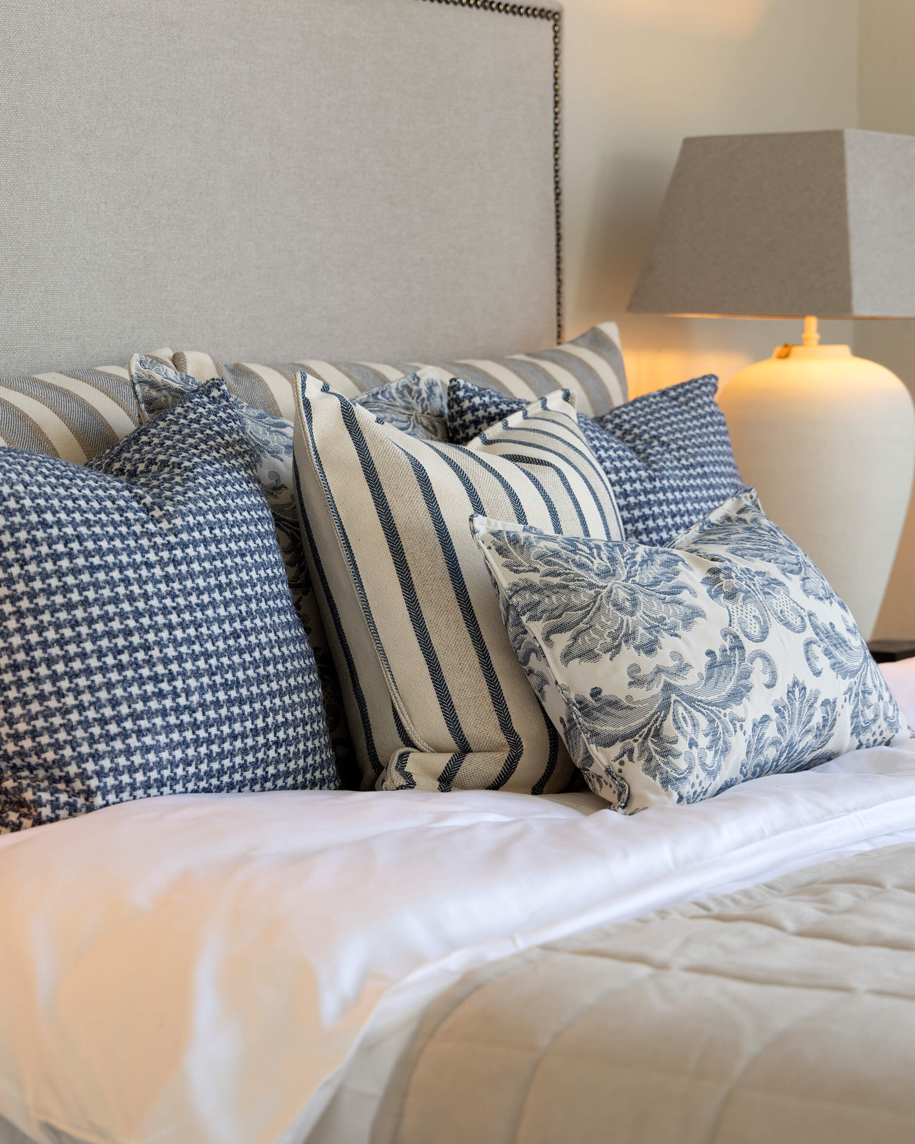 Lotus Stripe Cushion Cover Linen