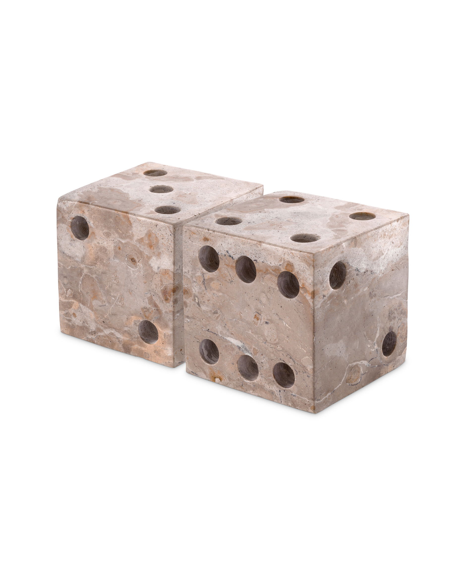 Visa dice decoration brown marble set of 2