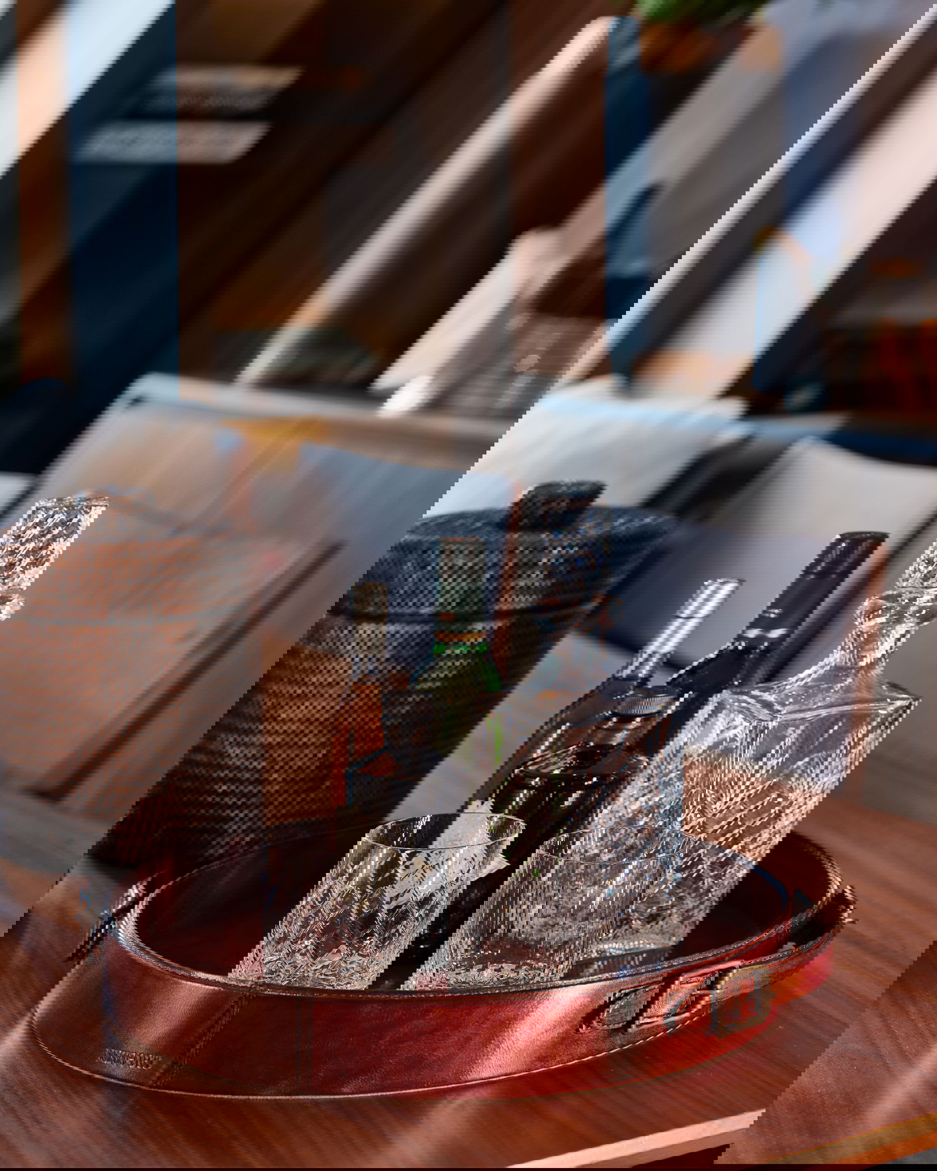 Kensington bricka rund läder