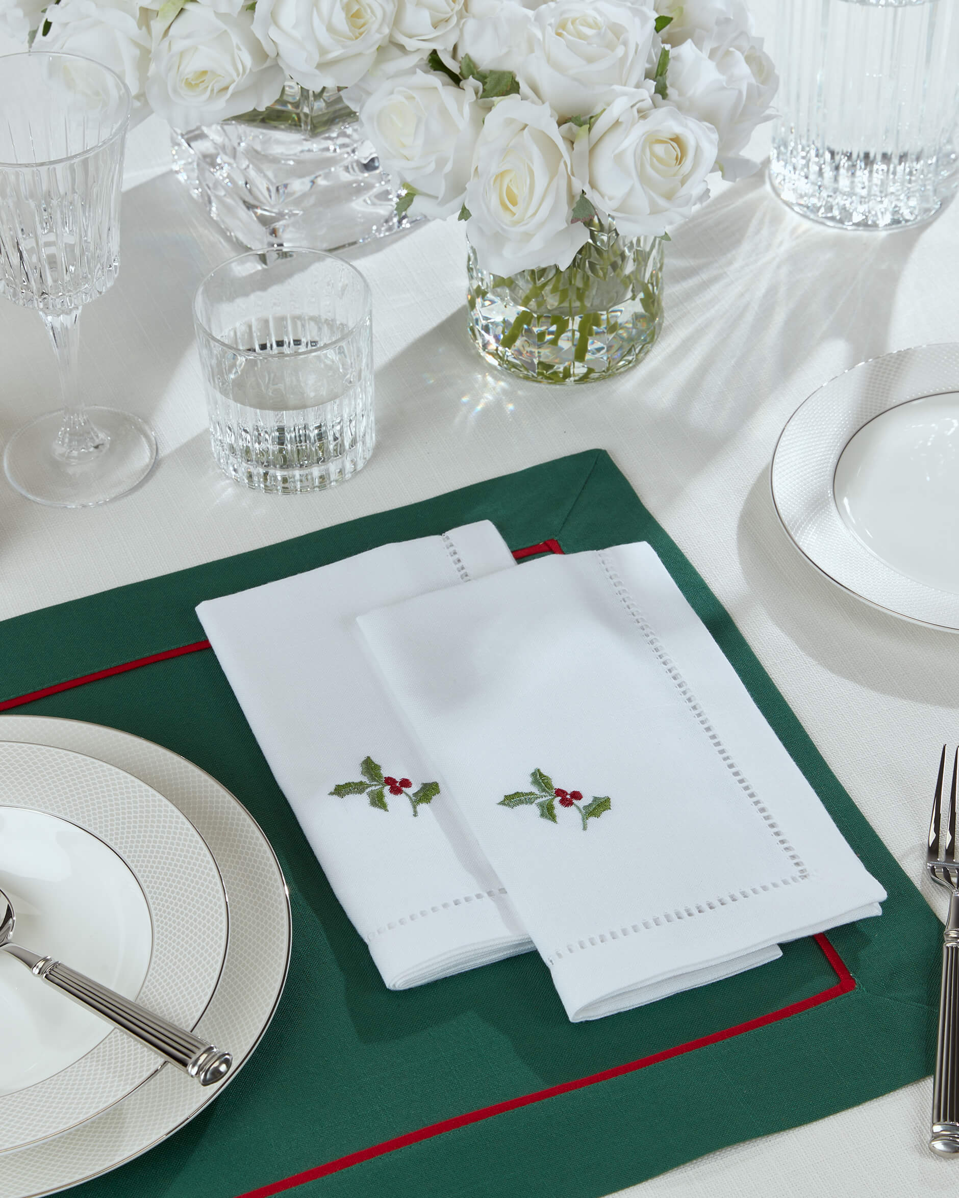 Christmas Holly Berry servett vit
