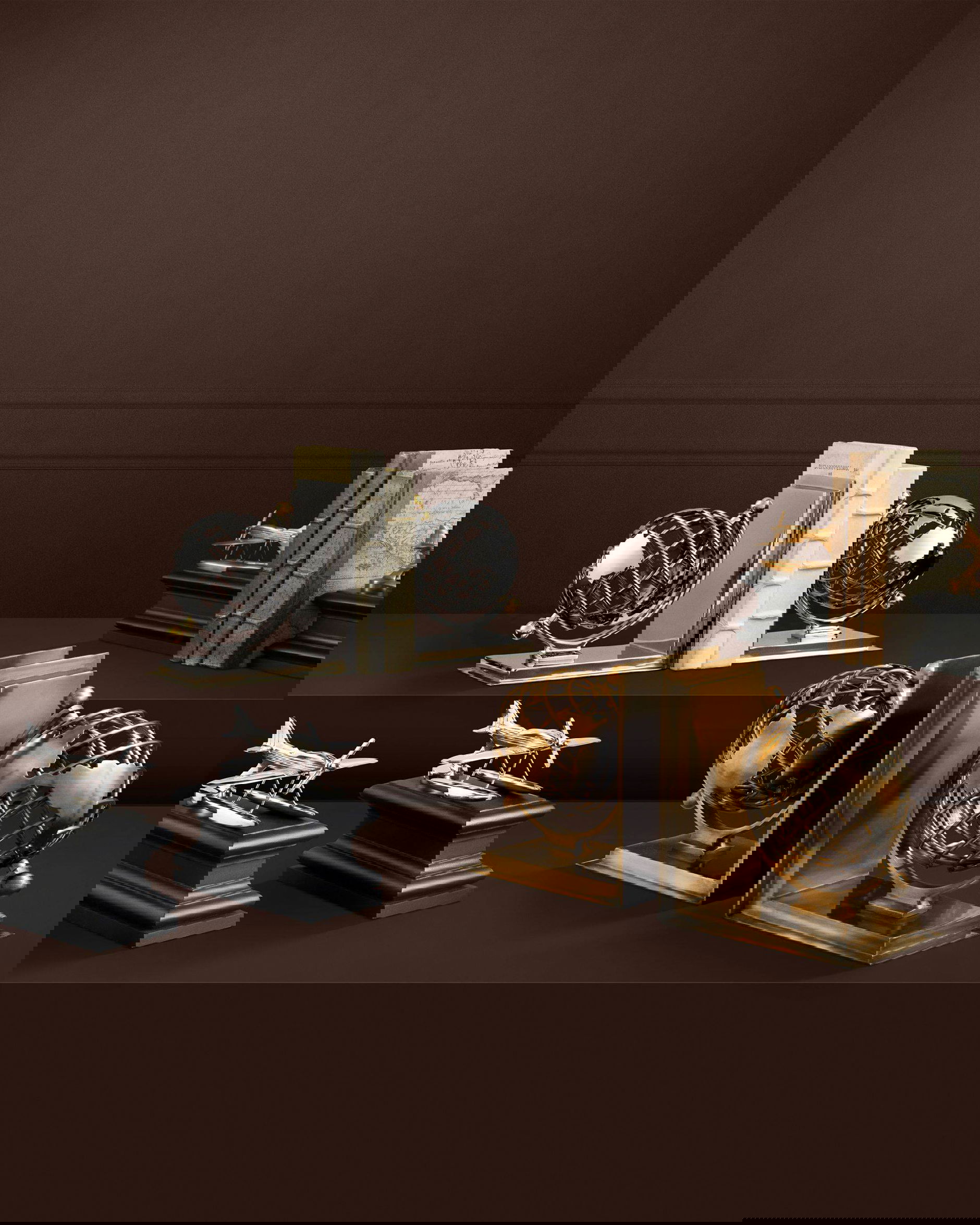 Globe bokstöd mässing set of 2