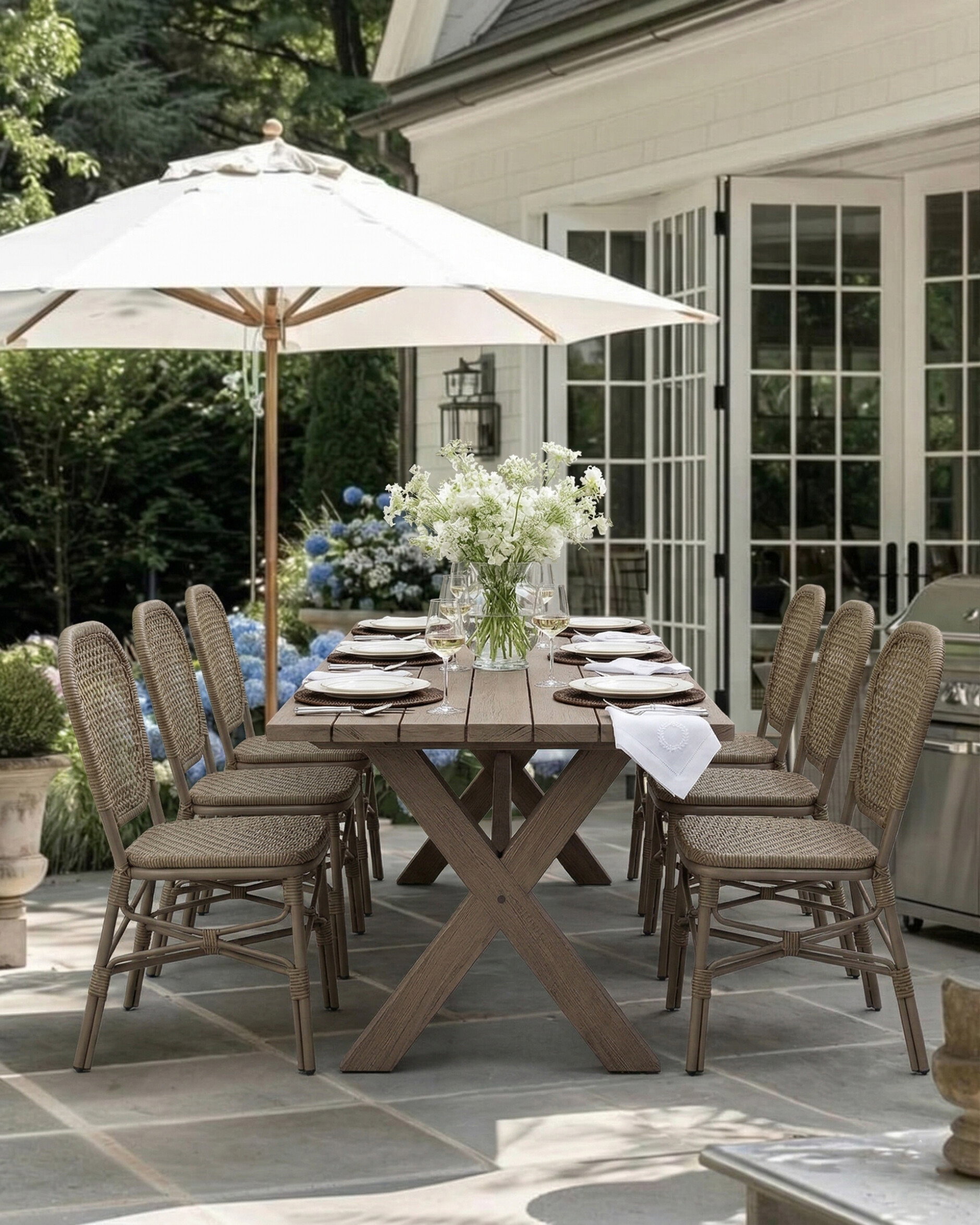Cross dining table with Bianca chairs