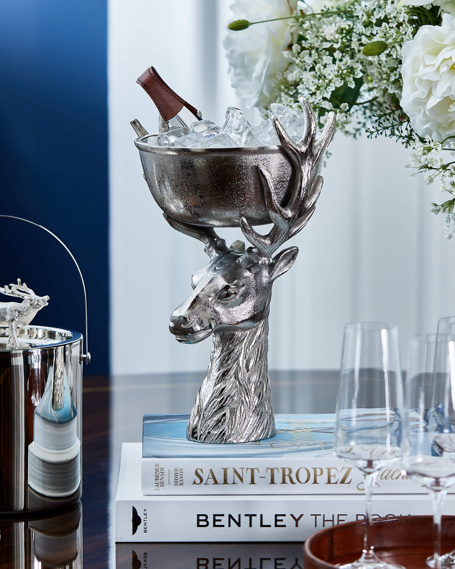 Hjort serveringsskål silver