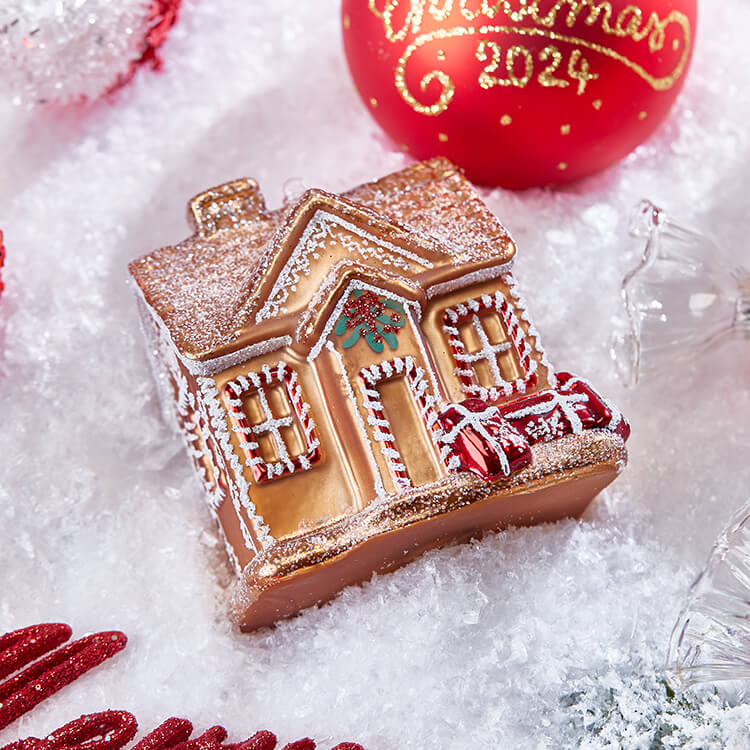 Peder Gingerbread House Ornament Gold