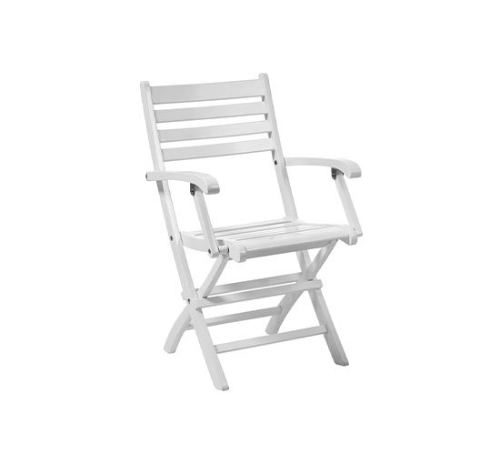 Valkoinen - Käsinojallinen tuoli York, taitettava, tiikki